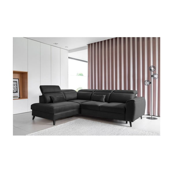 Тъмносив кадифен разтегателен ъглов диван с място за съхранение (десен ъгъл L форма) Noble – ELTAP-image-1