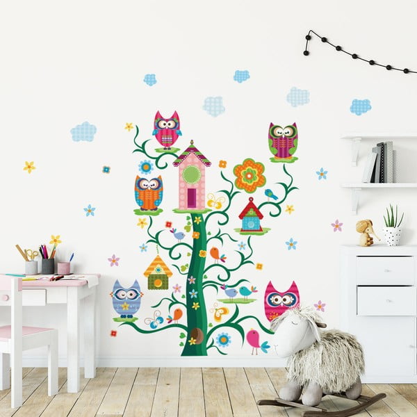 Комплект детски стикери за стена "Совите и тяхното вълшебно дърво - Ambiance