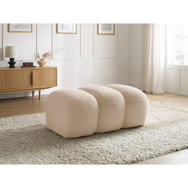 Бежова табуретка  от прежда с примки от букле Hippolyte – Bobochic Paris-image-1