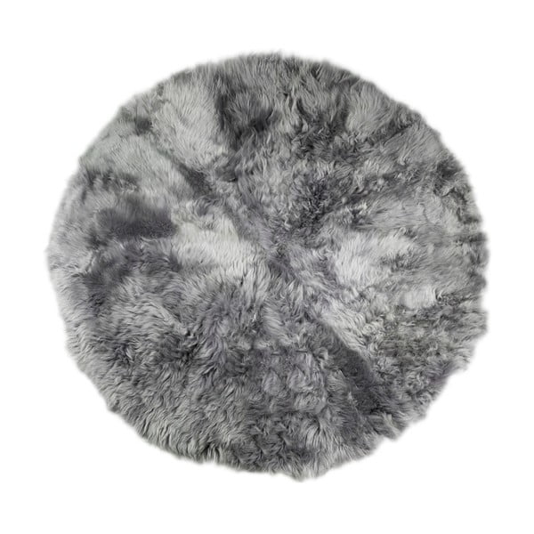 Šedý kožešinový koberec Rundo, ⌀ 150 cm