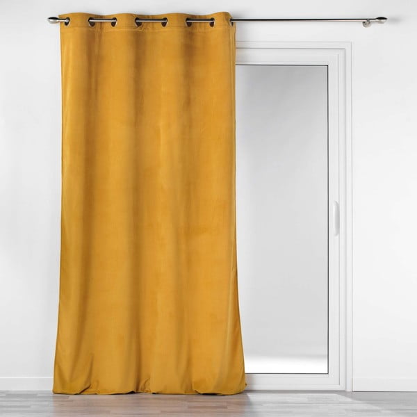 Жълта завеса от рипсено кадифе 140x260 cm Casual – douceur d'intérieur