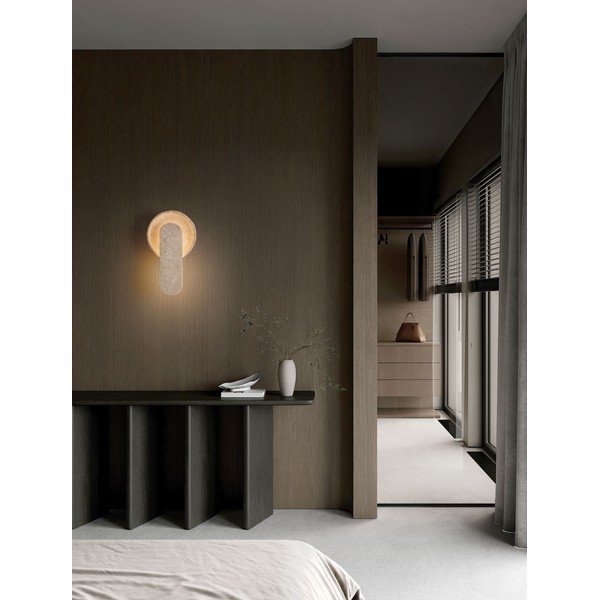 Бежова каменна LED стенна лампа Mavis – Nova Luce-image-2