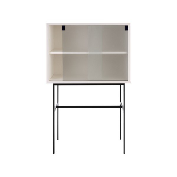 Сиво-бежова витрина с плъзгащи се врати 70x109x40 cm Lekko – noo.ma-image-3