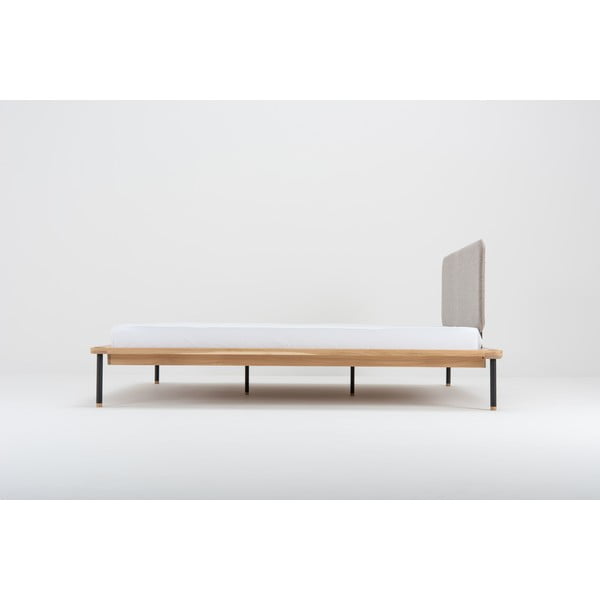 Двойно легло от дъбова дървесина Nero, 140 x 200 cm Fina - Gazzda-image-4