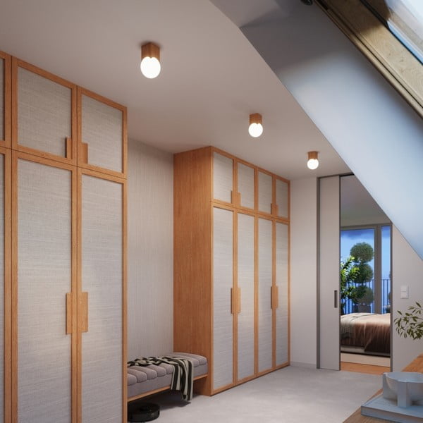 Осветително тяло за таван в естествен цвят със стъклен абажур 12x12 cm Rayer – Sollux-image-4