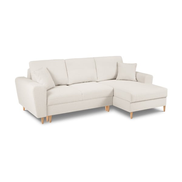 Бежов разтегателен ъглов диван с място за съхранение от прежда с примки от букле (десен ъгъл) Kyoto – Cosmopolitan Design-image-1