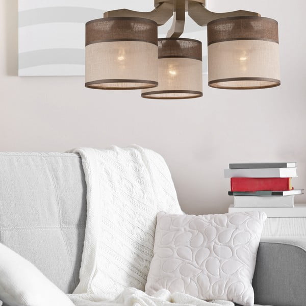 Тъмнокафява лампа за таван с текстилен абажур ø 16 cm Andrea - LAMKUR-image-1