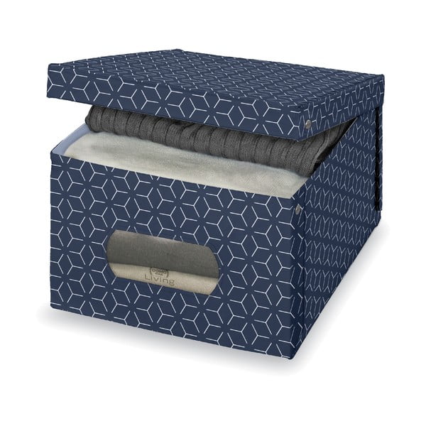 Тъмносиня кутия за съхранение Голяма, 50 x 39 cm Metrik - Domopak