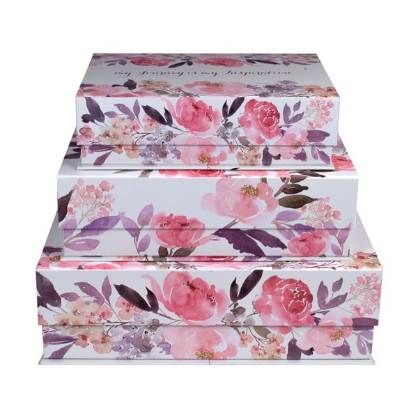Sada 3 úložných magnetických boxů Tri-Coastal Design Roses Are Pink