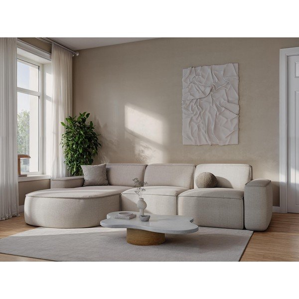 Светлосив шенилов ъглов диван (десен ъгъл) Omao – Makamii-image-1