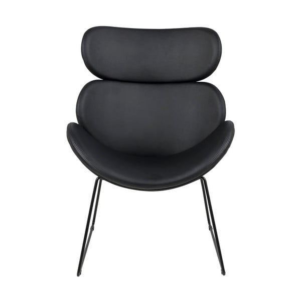 Черен фотьойл от изкуствена кожа с черни крака Cazar - Actona-image-1