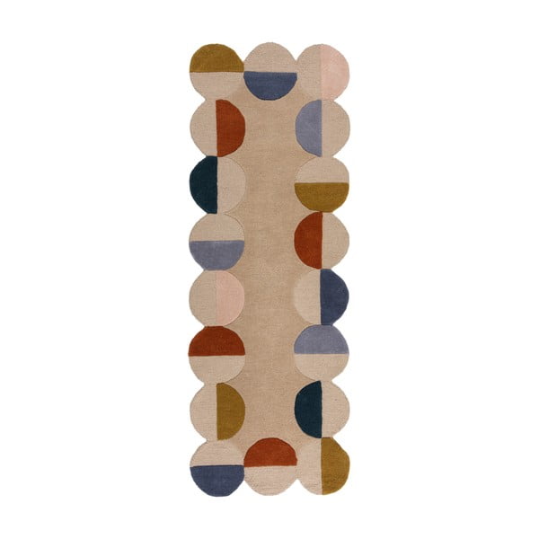 Бежова ръчно изработена вълнена пътека 80x230 cm Mia Scallop Frame – Flair Rugs