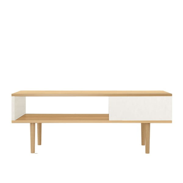 Bílý konferenční stolek s detaily v dekoru dubového dřeva 13Casa Anais