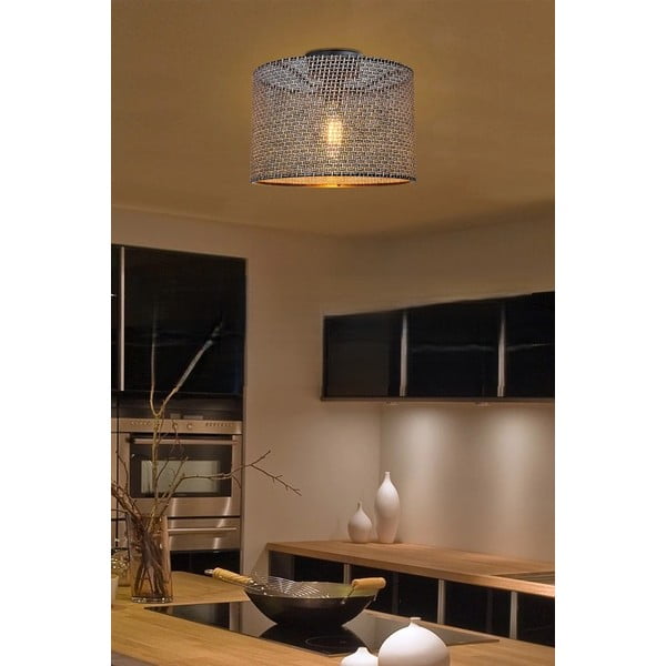 Сиво осветително тяло за таван с текстилен абажур ø 38 cm Goza – Squid Lighting-image-1