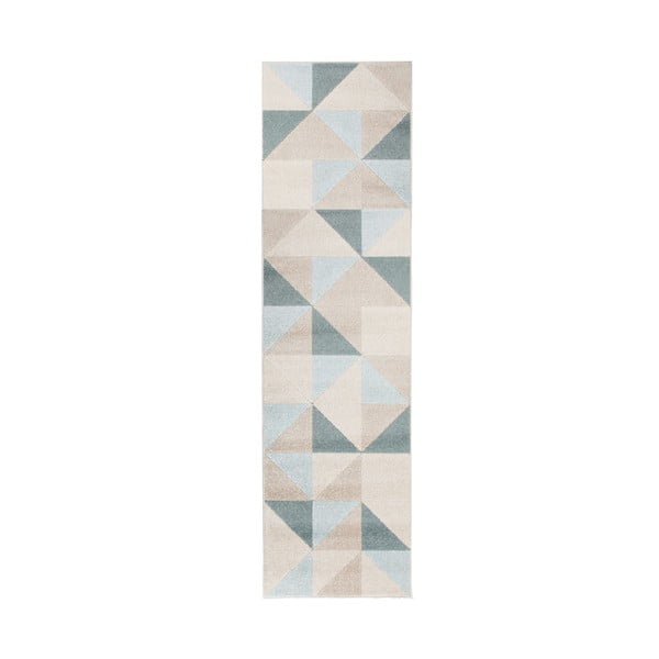 Бежов и син килим Urban Triangle, 60 x 220 cm - Flair Rugs