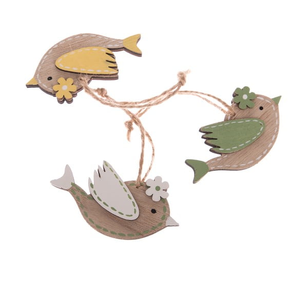 Комплект от 3 дървени висящи декорации Birdie - Dakls