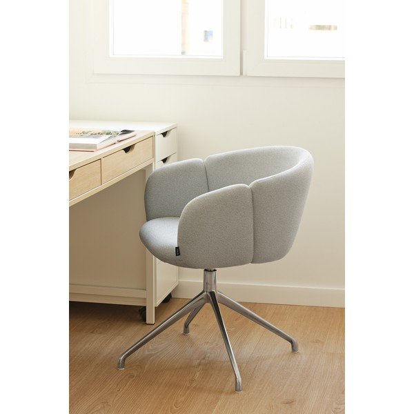 Светлосив тапициран трапезен стол с подлакътници Add – Teulat-image-1