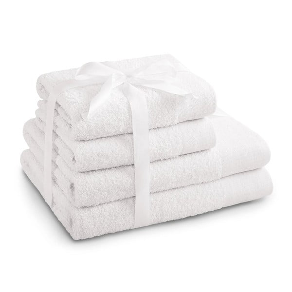 Бели памучни хавлии и кърпи за баня в комплект 4 бр. от тери Amari – AmeliaHome