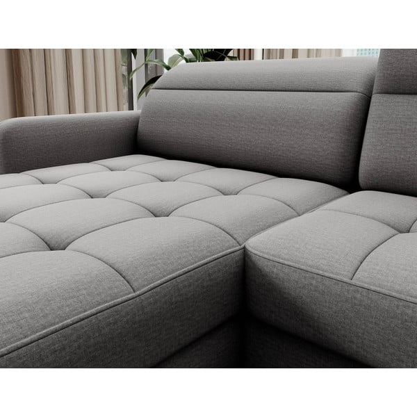 Светлосив кадифен разтегателен ъглов диван с място за съхранение (десен ъгъл U форма) Berrto – ELTAP-image-4