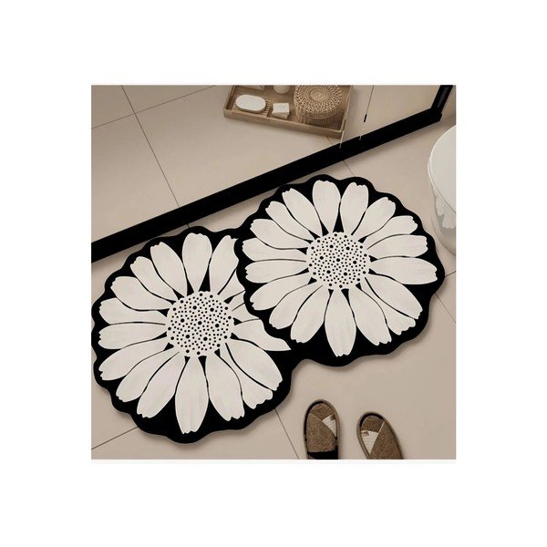 Черен/кремав килим за баня 70x120 cm Flor Extrana – Foutastic-image-2