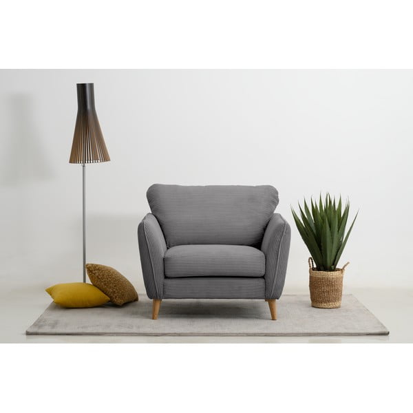 Тъмносиво кресло от рипсено кадифе Paris – Scandic-image-1