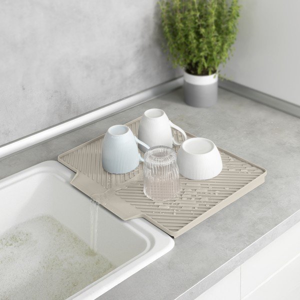 Бежова пластмасова тавичка за оттичане за съдовете 34x40 cm Nelia – Wenko-image-1