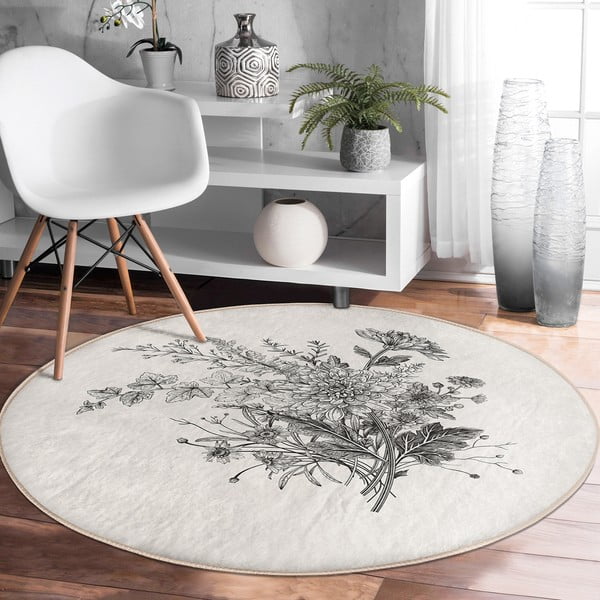 Кремав кръгъл килим подходящ за пране и за прахосмукачки роботи ø 80 cm Comfort – Mila Home-image-2
