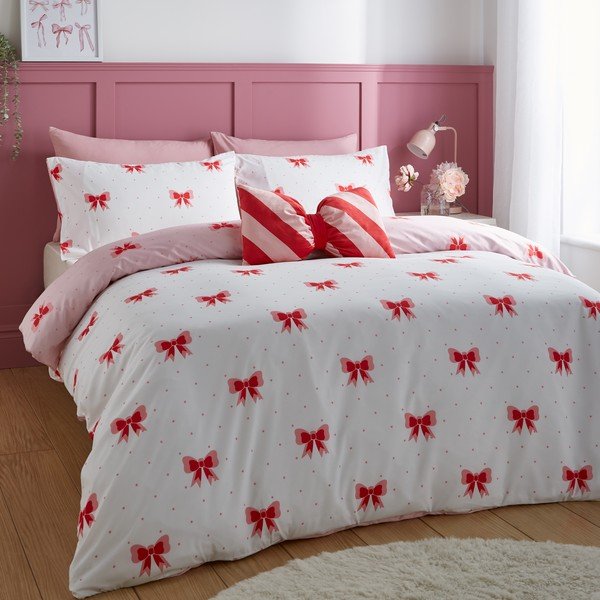 Розово единично  спално бельо 135x200 cm Dotty Bows – Sassy B-image-2