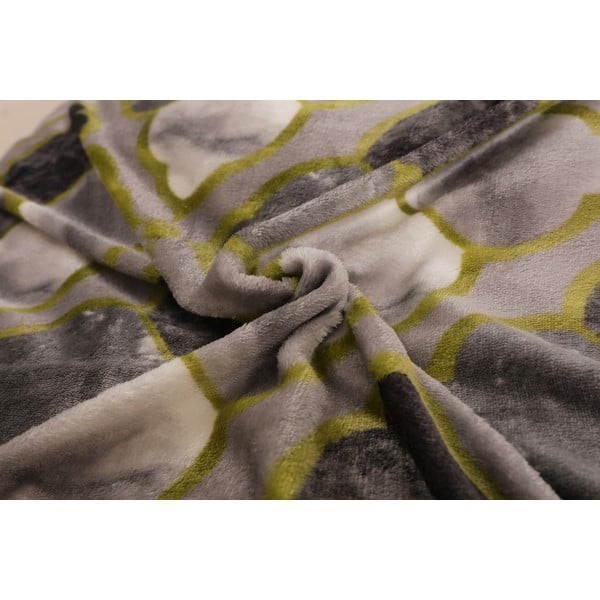 Зелено-сиво единично спално бельо от микроплюш 140x200 cm - My House-image-1