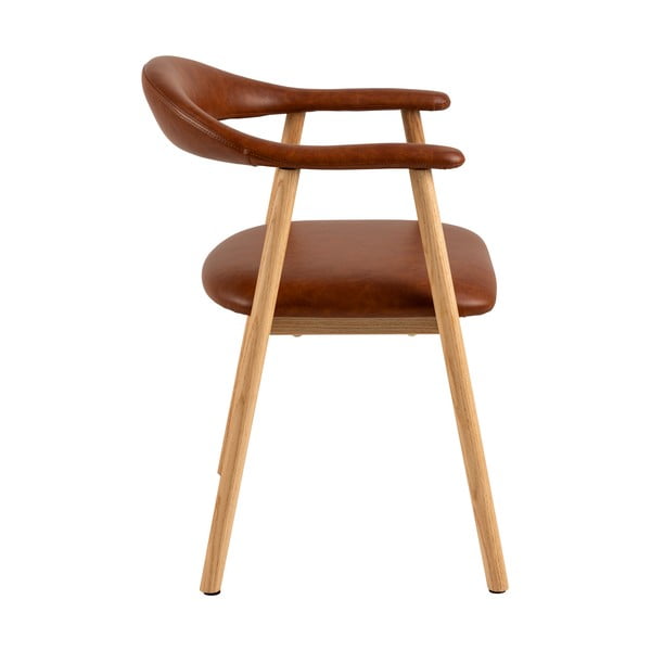 Трапезни столове от изкуствена кожа в кафяв и естествен цвят в комплект от 2 броя Addi - Actona-image-3