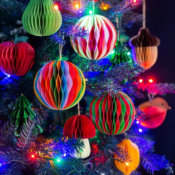 Хартиена Коледна украса ръчна изработена ø 8 cm Honeycomb Apple – Sass & Belle-image-2