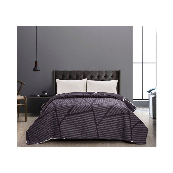Černý oboustranný přehoz z mikrovlákna DecoKing Catmint, 170 x 270 cm-image-1
