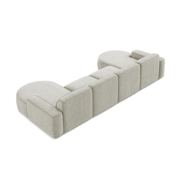 Кремав шенилов ъглов диван (U форма) Omao – Makamii-image-3