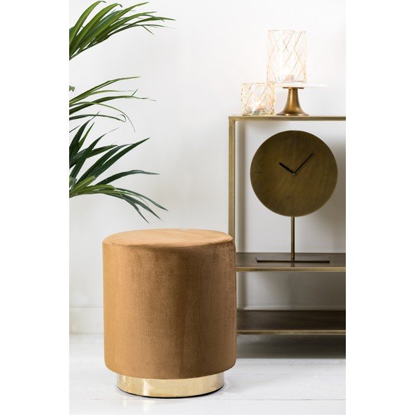 Табуретка от кадифе в златисто и светлокафяво Nadien - Light & Living-image-1