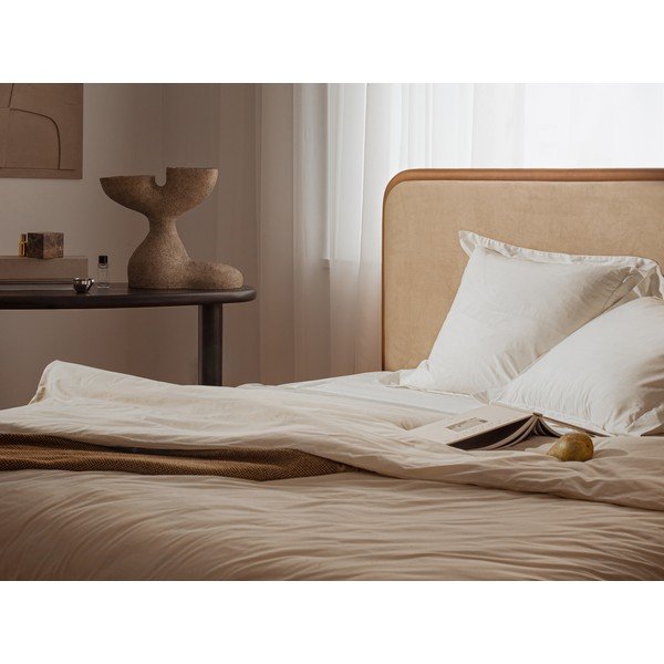 Сиво-бежово тапицирано двойно легло с включена подматрачна рамка 160x200 cm Aveline – Micadoni -image-4