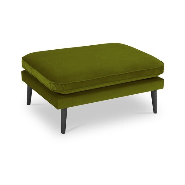 Табуретка за крака от зелено кадифе с черни крака Lento - Kooko Home-image-2