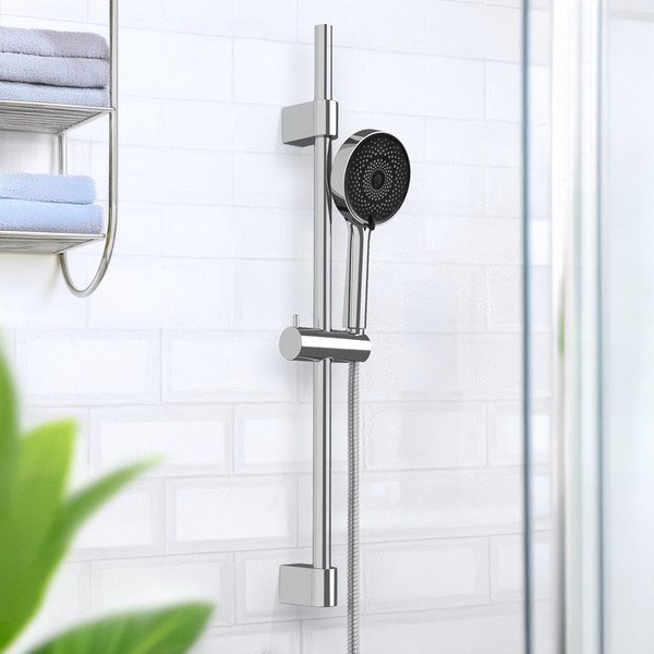 Душ комплект от неръждаема стомана в сребрист цвят с подвижен държач 70 cm Softwater – Wenko-image-1