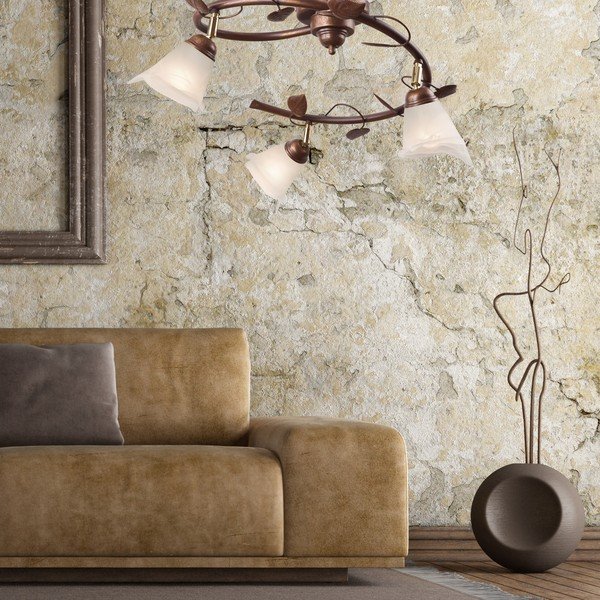 Тъмнокафява лампа за таван със стъклен абажур ø 13 cm Bluszcz - LAMKUR-image-1