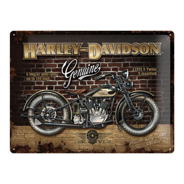 Метален знак Harley Davidson Genuine, 30x40 cm - Postershop