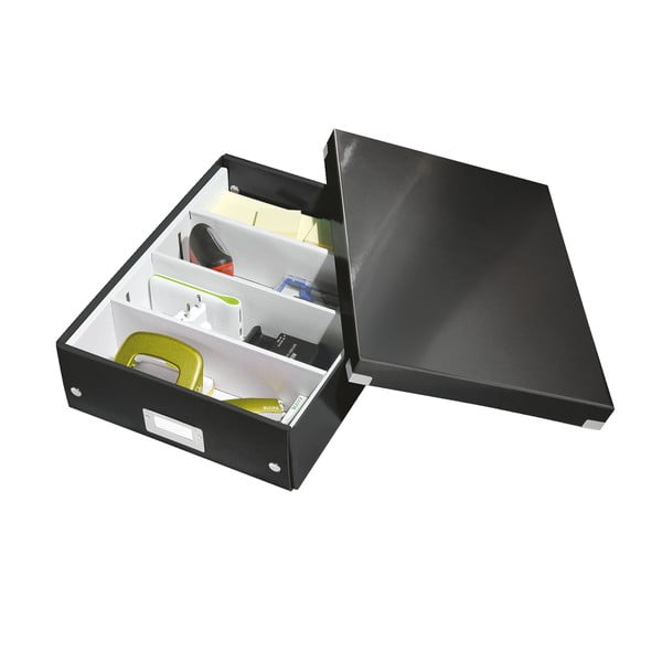 Черна картонена кутия за съхранение с капак 28x37x10 cm Click&Store – Leitz