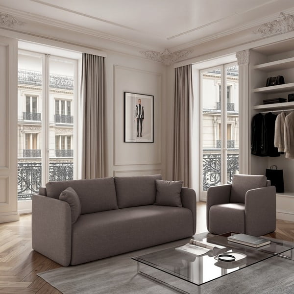 Сив разтегателен диван 220 cm Chaum – Rodier-image-1