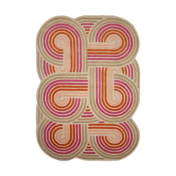 Розов ръчно изработен вълнен килим 160x230 cm Spiral Shaped  – Flair Rugs