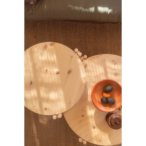 Кръгла масичка за кафе от масивен бор естествена ø 80 cm Sticks – Karup Design-image-1