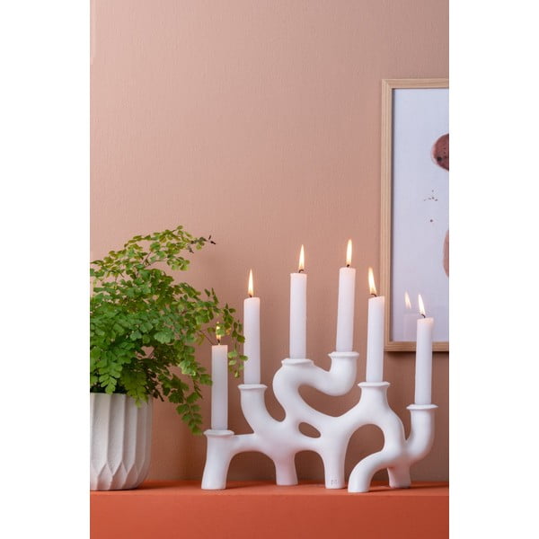 Бял свещник от полирезин Swirls - PT LIVING-image-1