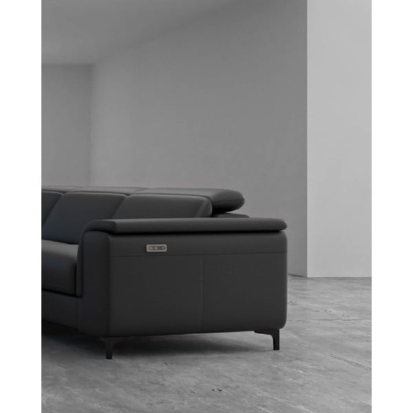 Тъмносив ъглов диван от естествена кожа (ляв ъгъл) Brito - MESONICA-image-4