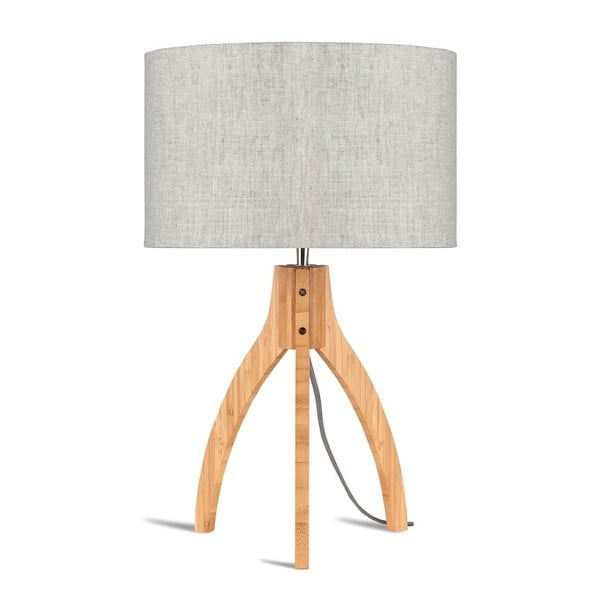 Настолна лампа със светлобежов абажур и бамбукова структура Annapurna - Good&Mojo
