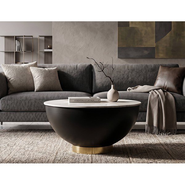 Кафява метална кръгла масичка за кафе ø 73 cm Glam – Mauro Ferretti-image-1