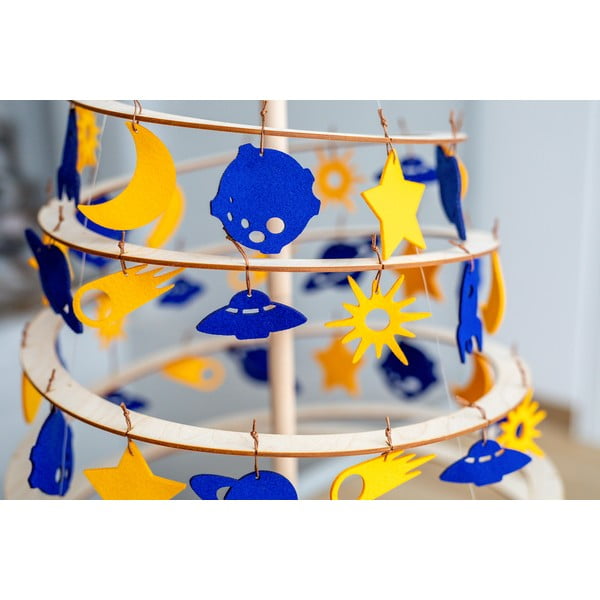 Комплект от 8 коледни украси от жълт и син филц - Spira-image-4