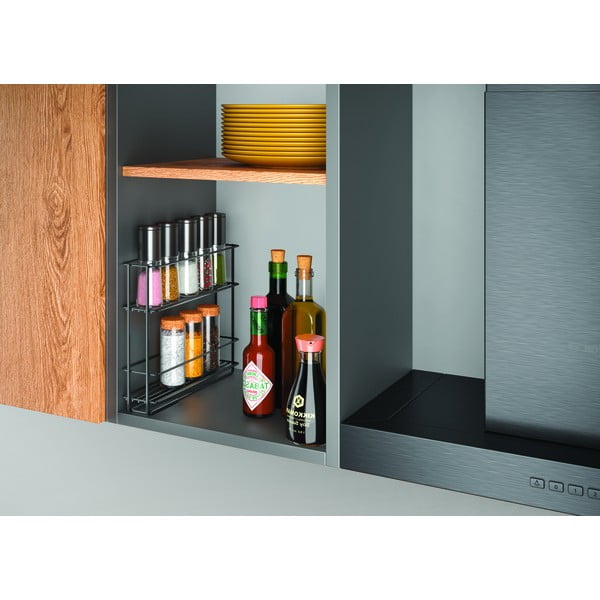 Черен изтеглящ се стенен рафт за подправки Lava - Metaltex-image-2