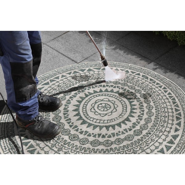 Зелен и кремав килим за открито, ø 140 cm Coron - NORTHRUGS-image-4